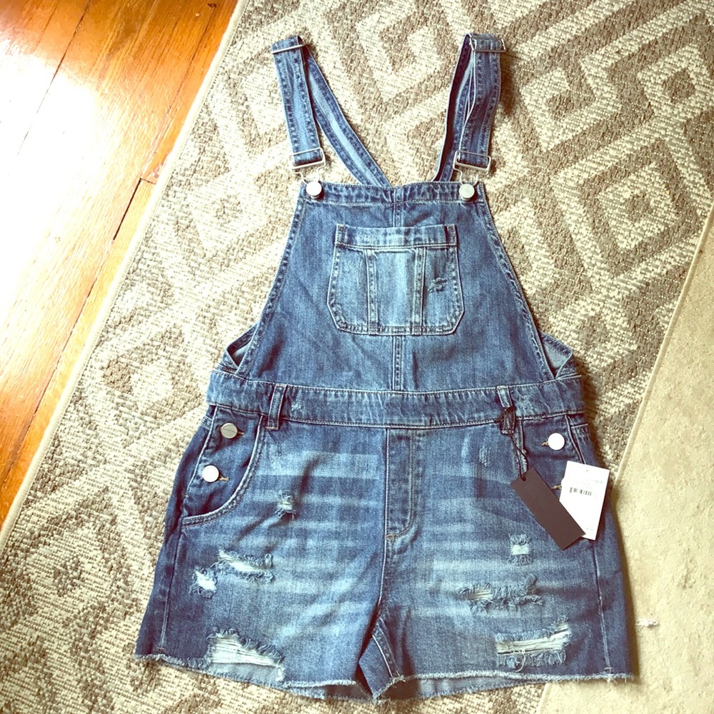 NWT BlankNYC Denim Overall Shorts Cutoffs sz 27